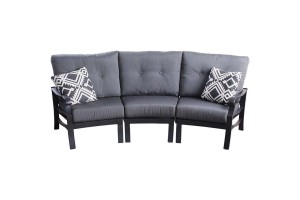 3 Seat Curved Sofa with Canvas Coal cushions