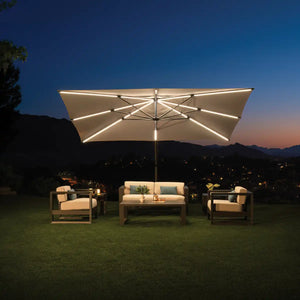 10'x13' Designer Rectangular AKZ+ Starlux Cantilever Umbrella - Natural - The Great Escape
