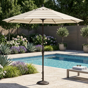 9' Designer Umbrella - New Block Smoke Stripe - The Great Escape
