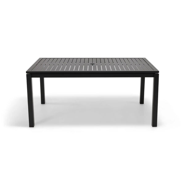 Capri 42x66 Inch Rectangle Black Aluminum Slat Dining Table - The Great Escape