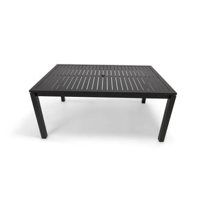 Capri 42x66 Inch Rectangle Black Aluminum Slat Dining Table - The Great Escape