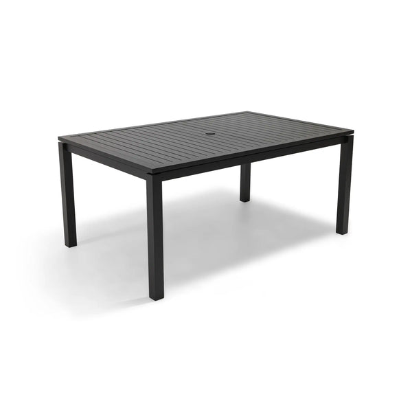 Capri 42x66 Inch Rectangle Black Aluminum Slat Dining Table - The Great Escape
