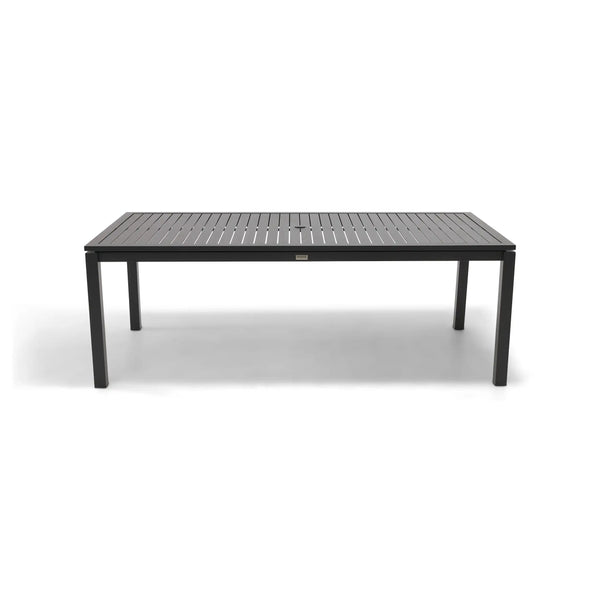 Capri 42x84 Inch Rectangle Black Aluminum Slat Dining Table - The Great Escape