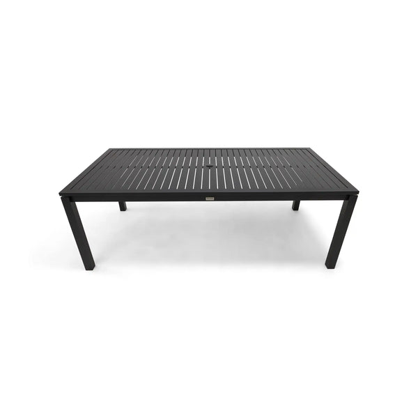Capri 42x84 Inch Rectangle Black Aluminum Slat Dining Table - The Great Escape