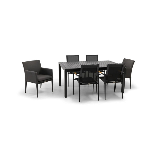 Capri 7 Piece Black Sling Dining Group - The Great Escape
