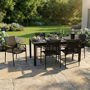 Capri 7 Piece Black Sling Dining Group - The Great Escape