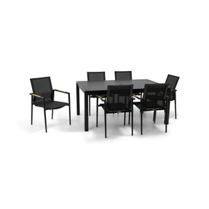 Capri 7 Piece Black Sling Dining Group - The Great Escape