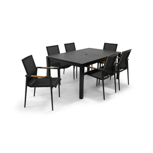 Capri 7 Piece Black Sling Dining Group - The Great Escape