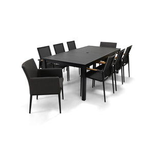Capri 9 Piece Black Sling Dining Group - The Great Escape