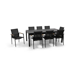Capri 9 Piece Black Sling Dining Group - The Great Escape