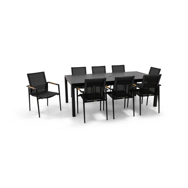 Capri 9 Piece Black Sling Dining Group - The Great Escape
