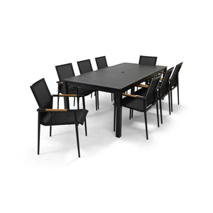 Capri 9 Piece Black Sling Dining Group - The Great Escape