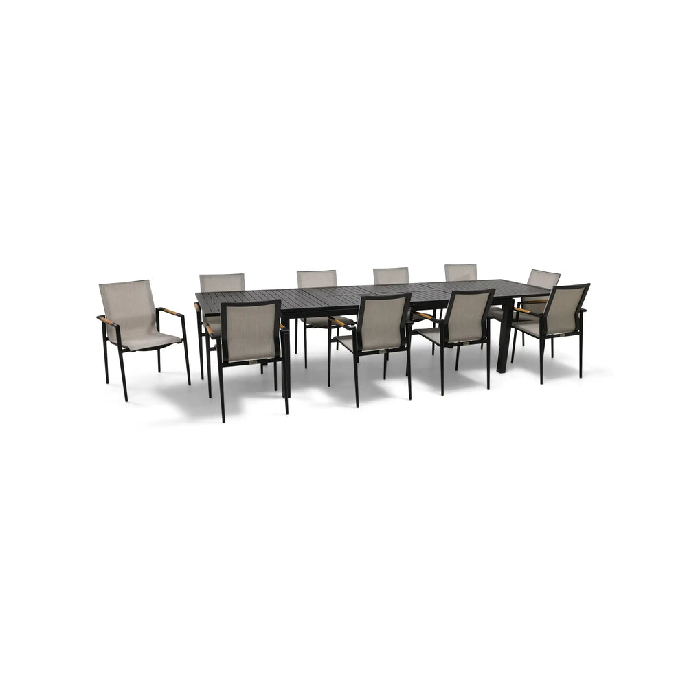 Capri 11 Piece Grey Sling Dining Group - The Great Escape