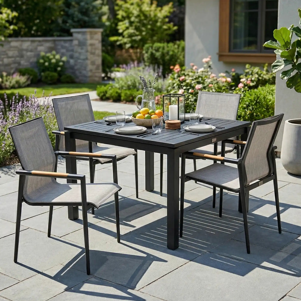 Capri 5 Piece Grey Sling Dining Group - The Great Escape