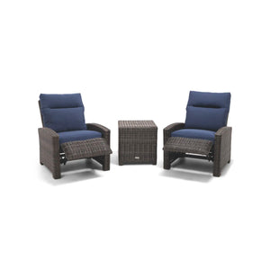 Ellis 3 Piece Recliner Group Indigo Acrylic - The Great Escape
