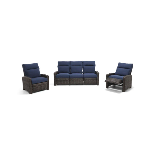 Ellis Reclining 3 Piece Sofa Group Indigo Acrylic - The Great Escape