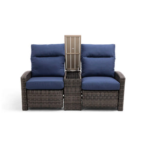 Ellis Reclining High Back Loveseat With Console Indigo Acrylic - The Great Escape