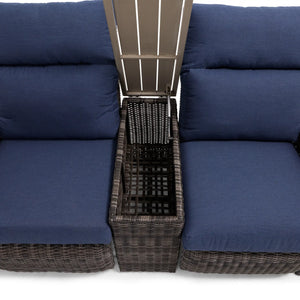Ellis Reclining High Back Loveseat With Console Indigo Acrylic - The Great Escape