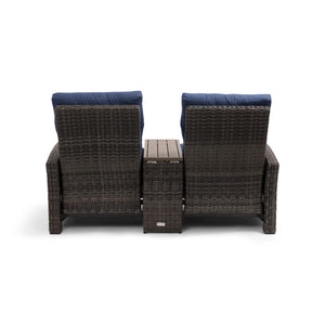 Ellis Reclining High Back Loveseat With Console Indigo Acrylic - The Great Escape