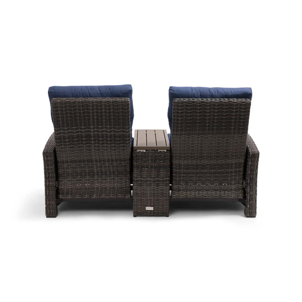 Ellis Reclining High Back Loveseat With Console Indigo Acrylic - The Great Escape