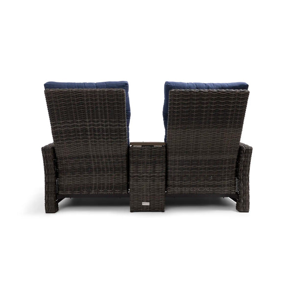 Ellis Reclining High Back Loveseat With Console Indigo Acrylic - The Great Escape