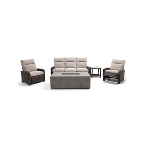 Ellis Reclining 5 Piece Sofa Firepit/Chat Group Dove Acrylic - The Great Escape