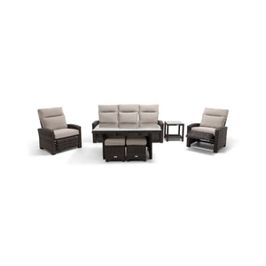 Ellis Reclining 7 Piece Sofa Conversation Group Dove Acrylic - The Great Escape