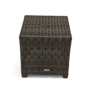 Ellis Silver Oak 22" Square Umbrella Woven End Table - The Great Escape