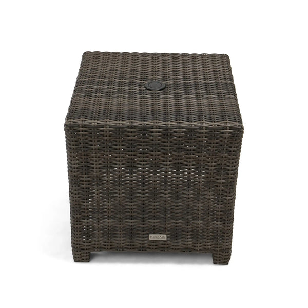 Ellis Silver Oak 22" Square Umbrella Woven End Table - The Great Escape