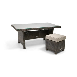 Ellis Dove Acrylic Conversation Table and 2 Woven Cube Ottomans - The Great Escape