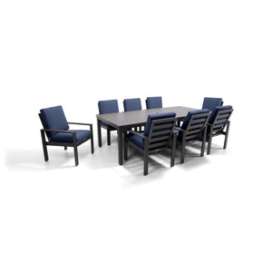 Sutton Cushioned 9 Piece Dining Group Indigo - The Great Escape