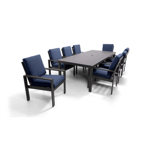 Sutton Cushioned 9 Piece Dining Group Indigo - The Great Escape