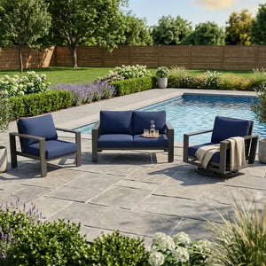 Sutton Grey 3 Piece Loveseat Group Indigo - The Great Escape