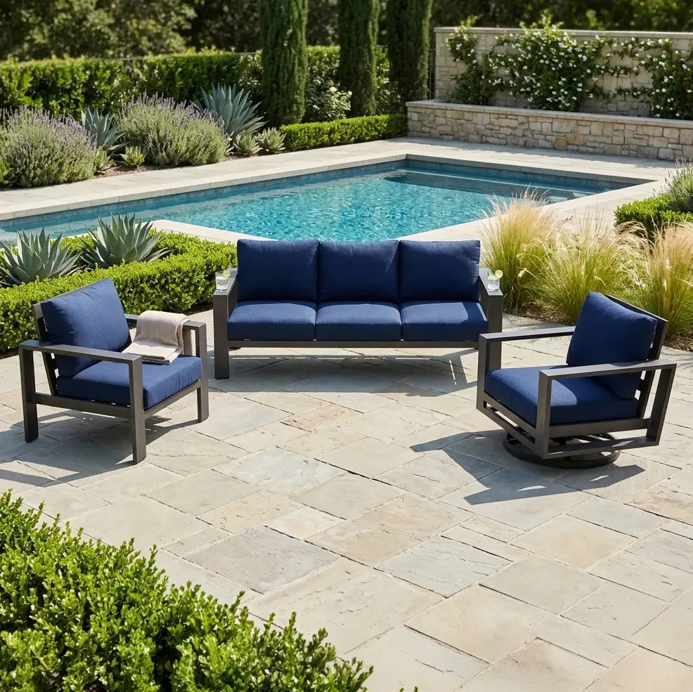 Sutton Grey 3 Piece Sofa Group Indigo - The Great Escape