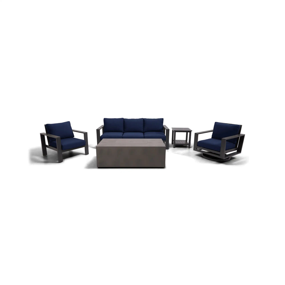 Sutton Grey 5 Piece Sofa Firepit Chat Group Indigo - The Great Escape