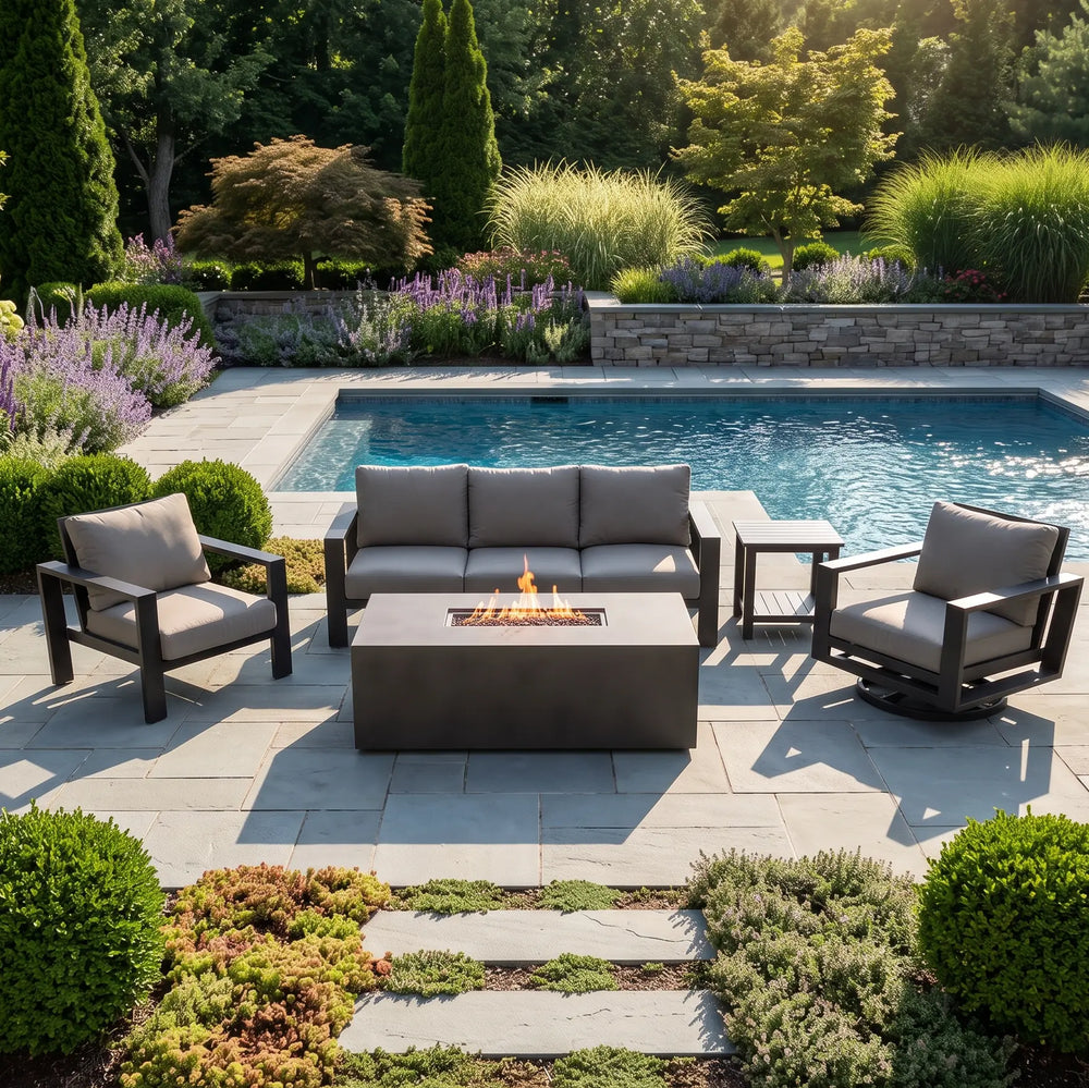 Sutton Grey 5 Piece Sofa Firepit Chat Group Dove - The Great Escape