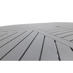 42x76 Inch Oval Graphite Farnham Slat Dining Table - The Great Escape