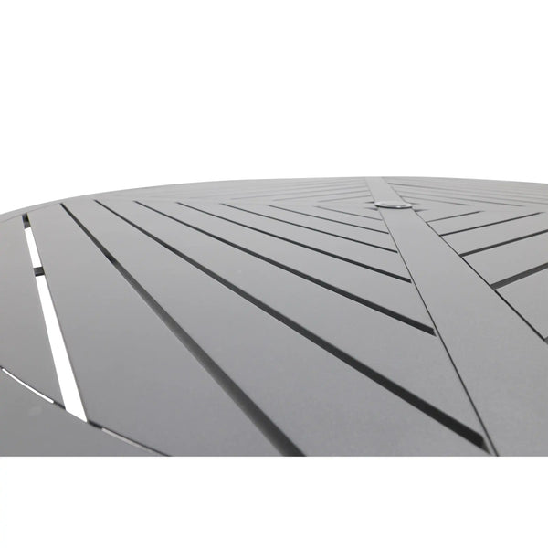 54 Inch Round Graphite Farnham Slat Dining Table - The Great Escape