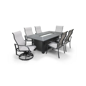 Coastline 7 Piece Graphite Firepit Dining Group - The Great Escape