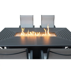 Coastline 7 Piece Graphite Firepit Dining Group - The Great Escape