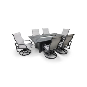 Coastline 7 Piece Graphite Firepit Dining Group - The Great Escape