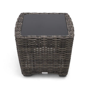 Kampala Grey 23 Inch Square End Table With Print Glass - The Great Escape
