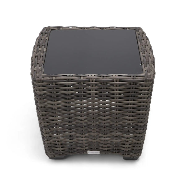Kampala Grey 23 Inch Square End Table With Print Glass - The Great Escape