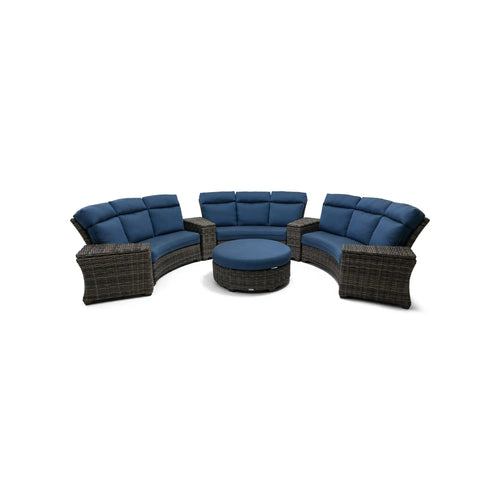 Grey Kampala 8 Piece Lifeguard Lapis Indigo Curved Sectional Chat Group - The Great Escape