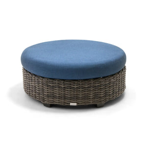 Grey Kampala 42 Inch Round Cushioned Ottoman Lifeguard Lapis Indigo - The Great Escape