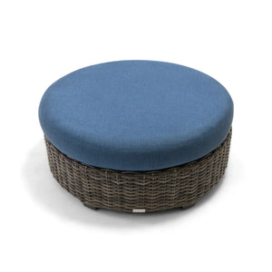 Grey Kampala 42 Inch Round Cushioned Ottoman Lifeguard Lapis Indigo - The Great Escape