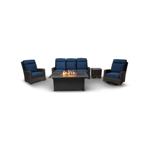 Grey Kampala 5 Piece Lifeguard Lapis Indigo Sofa Firepit Group - The Great Escape