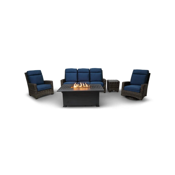 Grey Kampala 5 Piece Lifeguard Lapis Indigo Sofa Firepit Group - The Great Escape