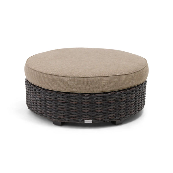 Kampala Mirage Latte 42 Inch Round Cushioned Ottoman - The Great Escape