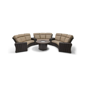 Kampala 8 Piece Mirage Latte Curved Sectional Firepit Group - The Great Escape